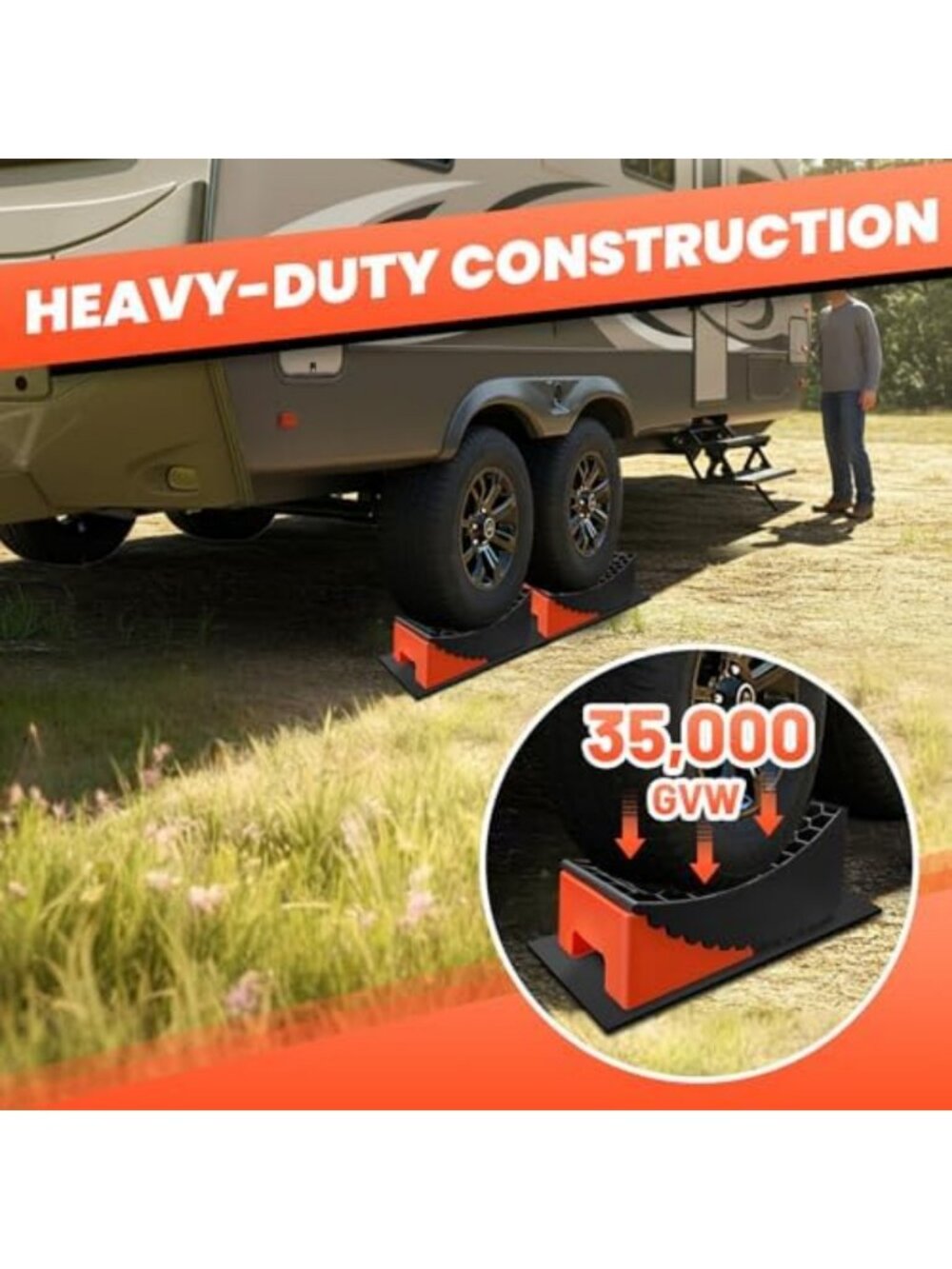 6.3” Lift RV Leveling Blocks - 2 Pack Camper Leveling System for Stability - Picture 4 of 6